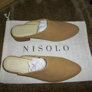 NISOLO Mariella Tan Leather Suede Mules sz 9,5